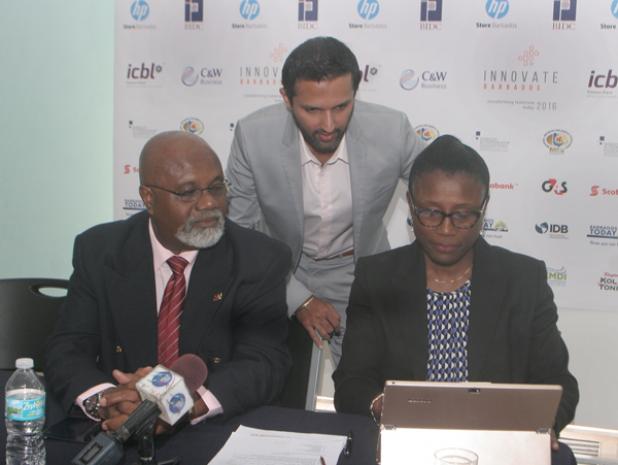  (L-R) Chairman of BIDC, Nelson Straker;  Name Sponsor of the Conference and CEO of PromoTech Inc., Kailash Pardasani; and CEO of BIDC, Sonja Trotman.    