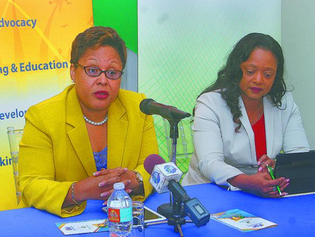 Senior Manager at First Citizens Bank, Kaye Brathwaite (right), and Lynette Holder, Chief Executive Officer at the Small Business Association.