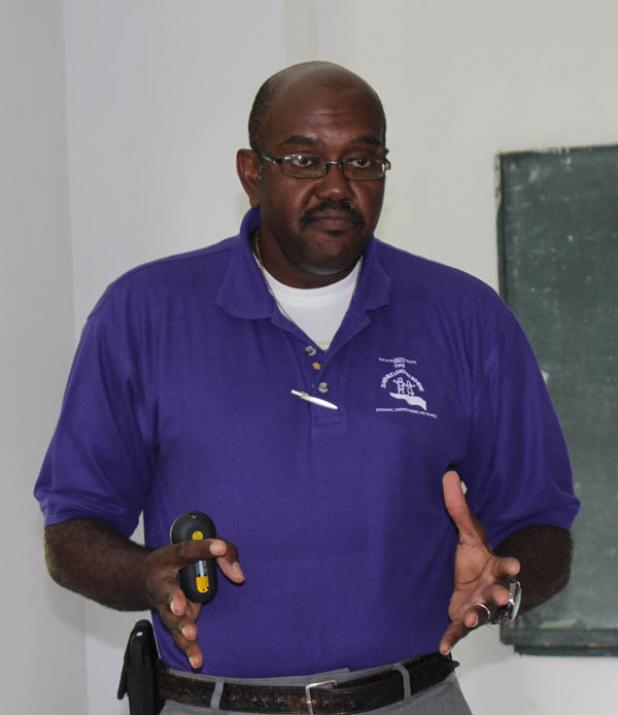 Sergeant Hallam Jemmott of the Royal Barbados Police Force (RBPF) as he addressed the campers.
