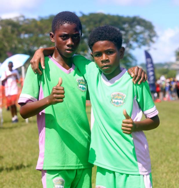Two of the top finishers from the First Form Boys were Shavari Greenidge-Lewis (left) who crossed first and Mwamba Browne in third of the St. George Secondary School.