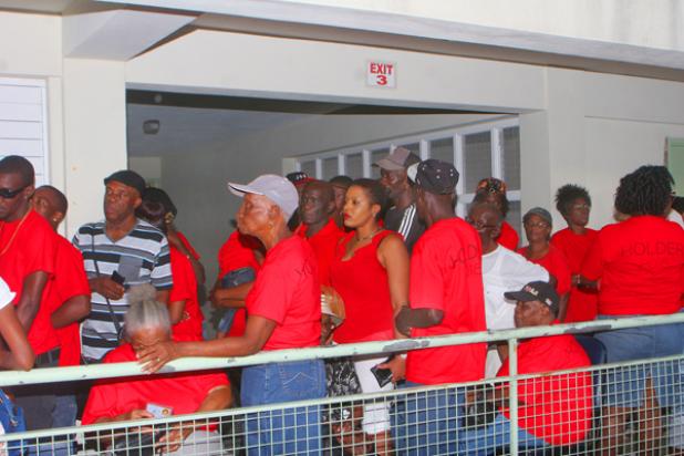 A large crowd could be seen along the corridors of the George Lamming Primary waiting to cast their vote for the next BLP representative for the constituency of St. Michael Central.