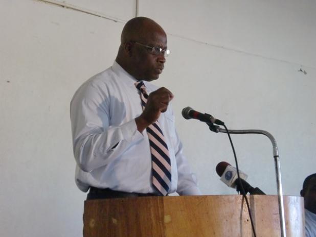 Chief Executive Officer of the Barbados Agricultural Society (BAS), James Paul, speaking at the opening ceremony held at Grazettes Community Centre.