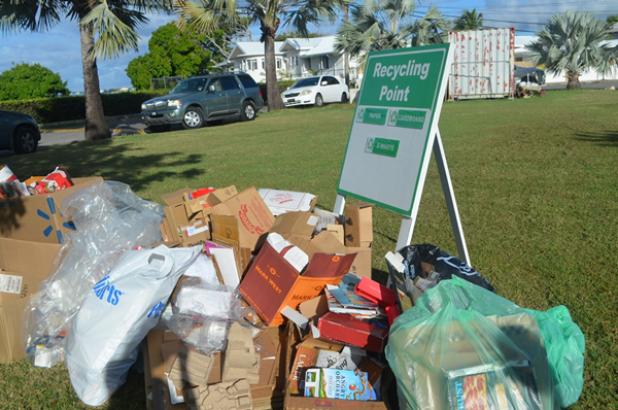 One of the Recycling collection points for paper products. INSET: Co-ordinator of the Atlantic Shores Network (ASN) Recycling Initiative, Shari Lobo, wants to see more communities embrace recycling.