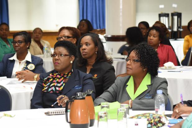 Some of those in attendance at the Barbados Association of Office Professionals seminar at the Lloyd Erskine Sandiford Centre to mark Administrative Professionals’ Day yesterday. 