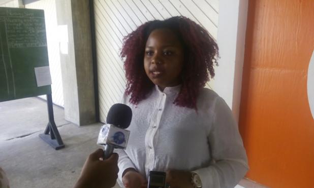 Dextina Booker, one of the young entrepreneurs seen in the film shown on Friday. She also spoke to the students present during an interactive session.