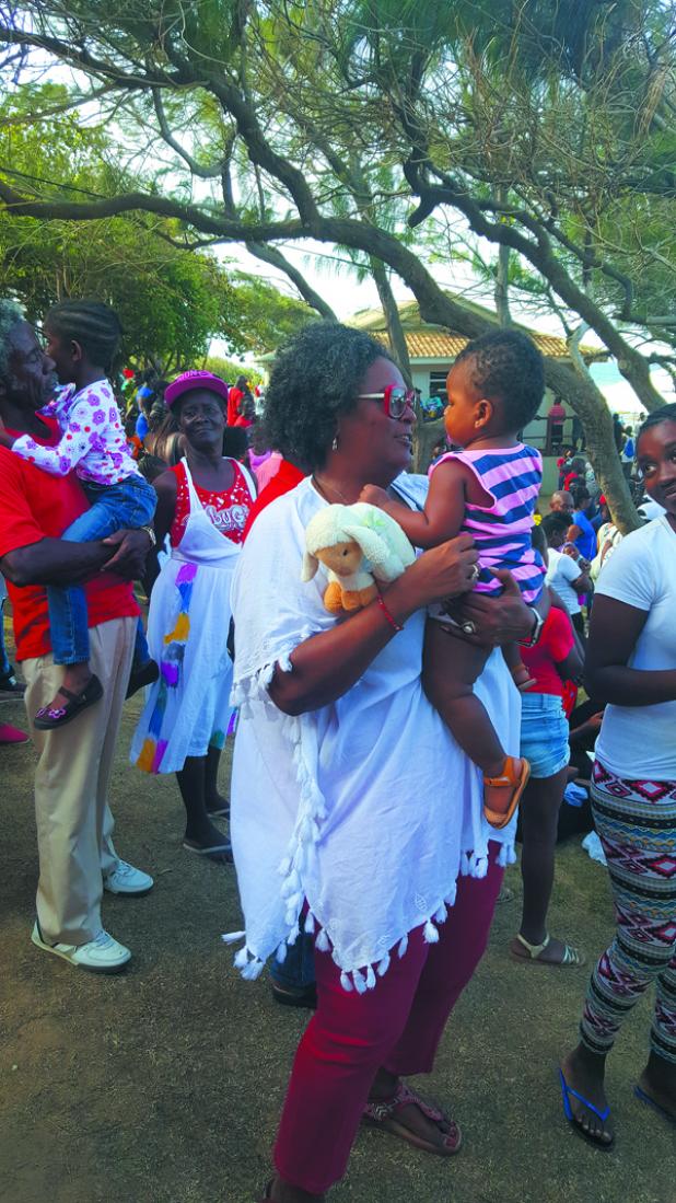 Opposition leader, Mia Mottley, took time out to interact with her youngest supporters, during the Barbados Labour Party’s annual picnic and fun day at Barclay’s Park.
