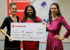 Sharon Small, Marketing Manager, Scotiabank East and Judge (centre) with Amanda McKenzie (left) and business partner Connie Inniss of Grow It!.   