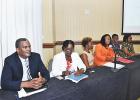 (FROM LEFT) Deputy Commissioner of Police, Erwin Boyce; Director of the Criminal Justice Research Unit, Cheryl Willoughby; Attorney at law and lecturer at UWI, Dr. Janeille Matthews; Lena Weekes, Sentence Manager, HMP Dodds; Dr. Corin Bailey, Senior Research Fellow; and Dr. Tonya Haynes, lecturer at UWI, made up the panel of the SALISES Symposium on Crime. 