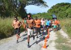 The participants of Barbadian Adventure Race are off to start the 10k Challenge at Pot House, St. John. From the far right, first place male finisher Randy Licorish led the group on Saturday. With 100 participants, the group raised $15,000 towards The Bahamas relief effort.