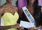 Miss Universe Barbados 2019 Queen Ms Shanel Ifill receiving one of her many prizes from 2018 Miss Universe Barbados winner Meghan Theobalds.
