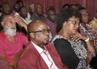 Opposition Leader, Mia Mottley (right), and Barbados Labour Party Chairman and St. Andrew MP, George Payne, sat amidst several BLP representatives and supporters in the audience.