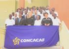 The coaches and instructors of the inaugural CONCACAF C License Coaching Course pose for the official photograph yesterday at the University of the West Indies’ Usain Bolt Sports Complex. 