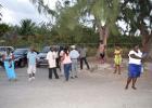 Residents of St. Andrew gathered in the school yard of The Alleyne School, after walking out of the Town Hall meeting put on by the Royal Barbados Police Force, about the relocation of Belleplaine Police Station.